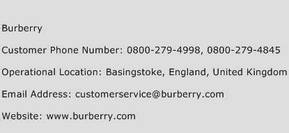 burberry customer service number